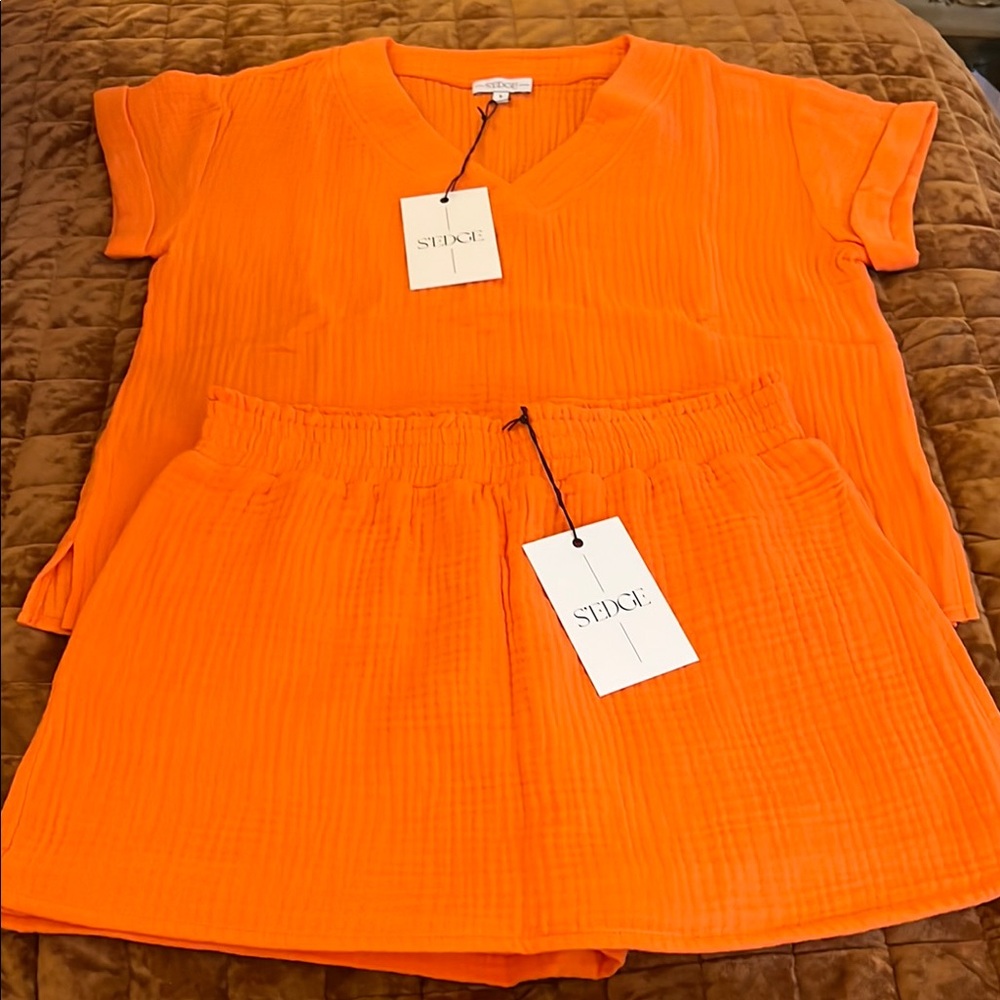 S’Edge Orange Top and Skort Set NWT